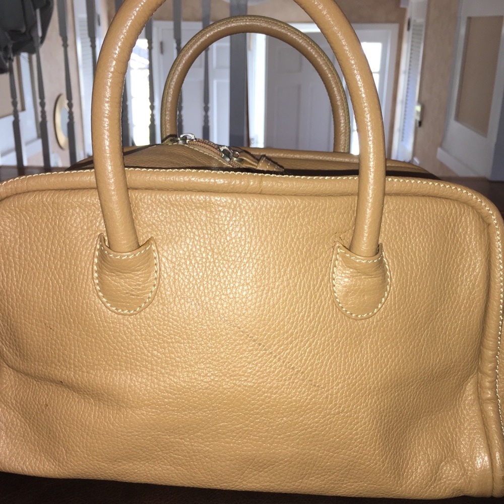 Classic Tan Leather Satchel Handbag